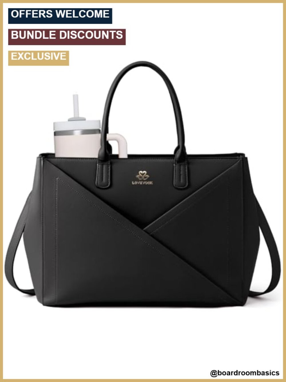 LOVEVOOK PU Leather Laptop Tote Bag 16 Inch Work Shoulder Bag for Women